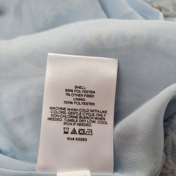 Express Off Shoulder Balloon Sleeve Boho Sheer Blouse Blue Floral Size Large NWT - Picture 6 of 9